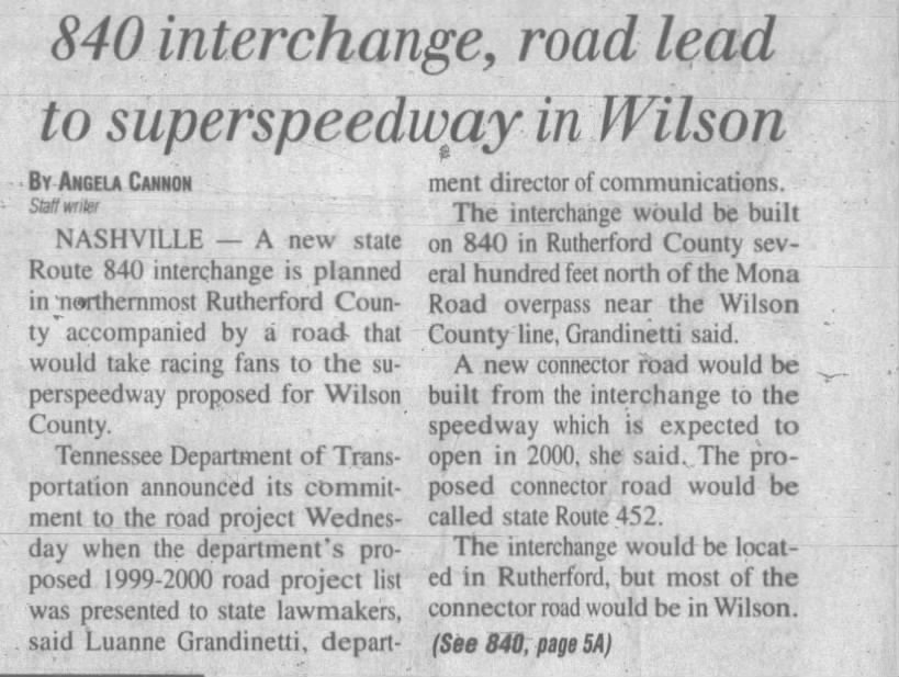 840 interchange, road lead to superspeedway in Wilson (Part 1)