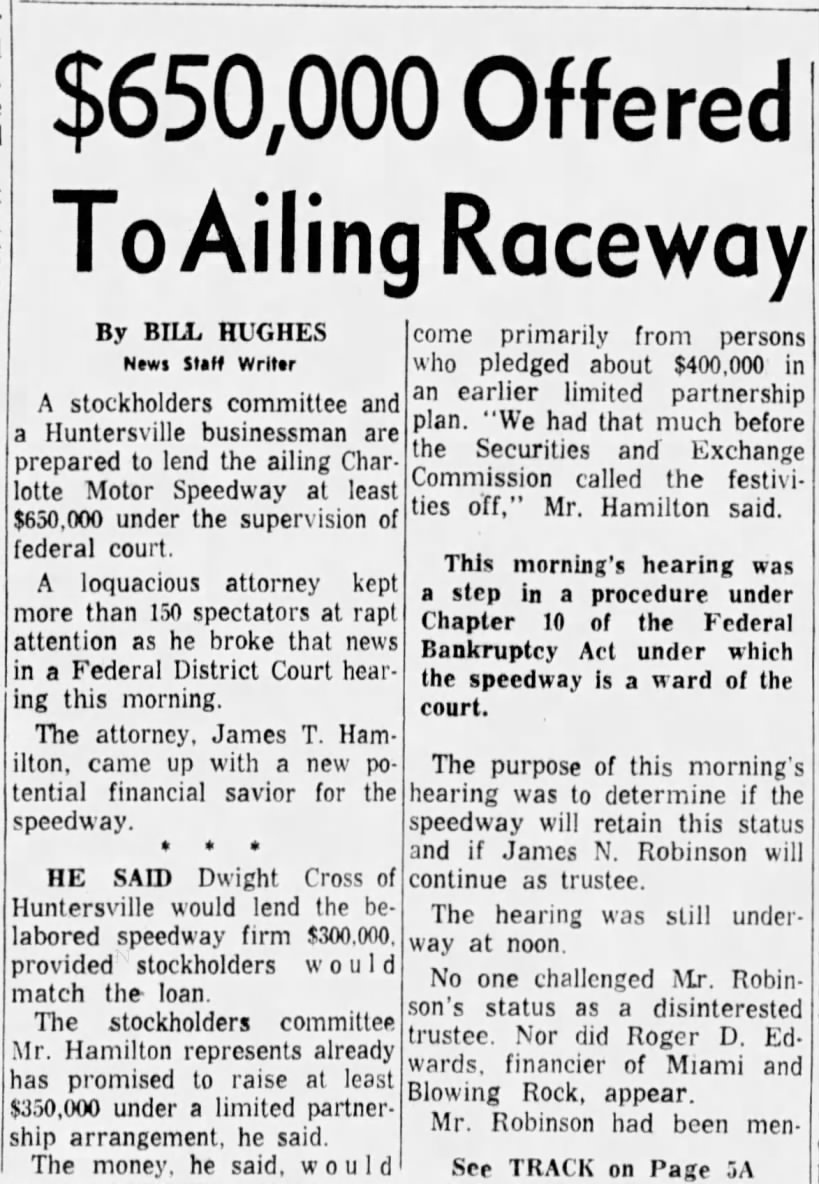 $650,000 Offered To Ailing Raceway (Part 1)