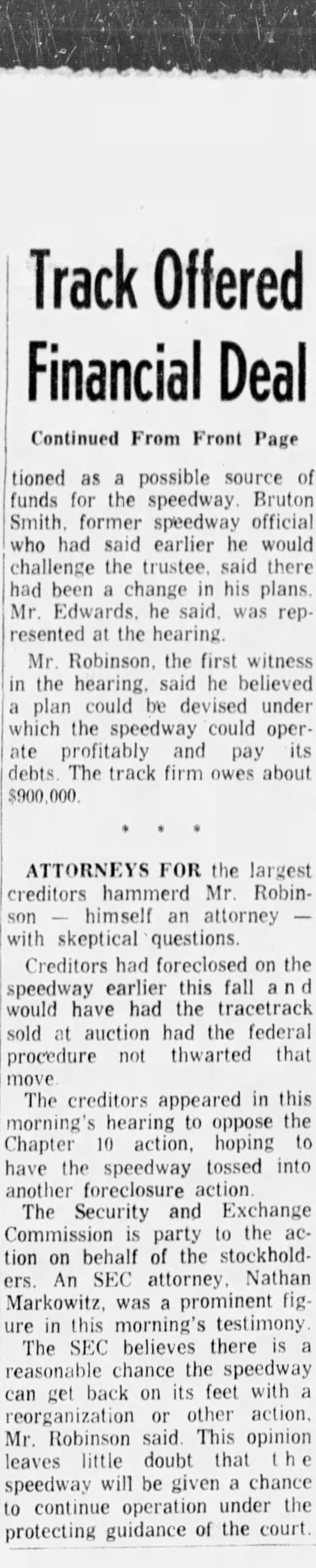 $650,000 Offered To Ailing Raceway (Part 2)