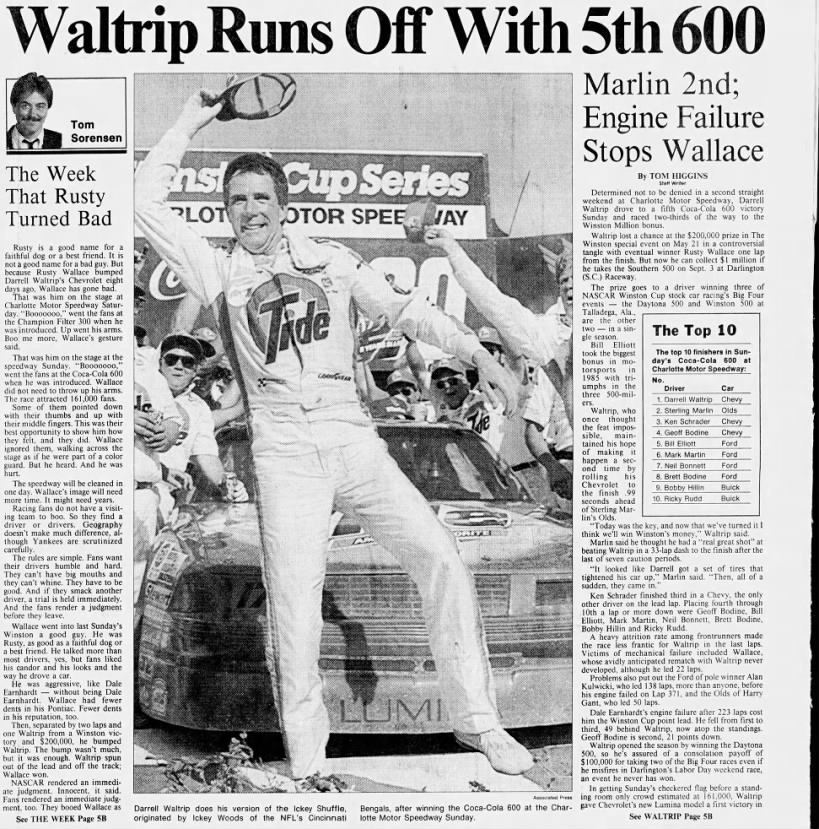 Waltrip Runs Off With 5th 600 (Part 1)
