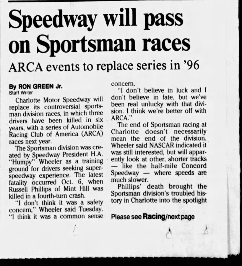 Speedway will pass on Sportsman races (Part 1)