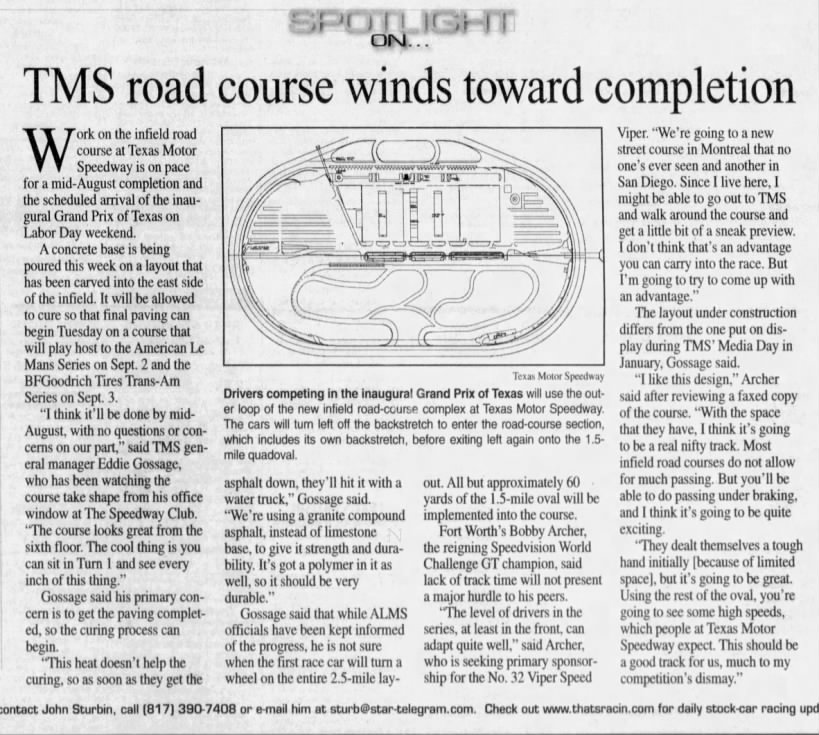 TMS road course winds toward completion
