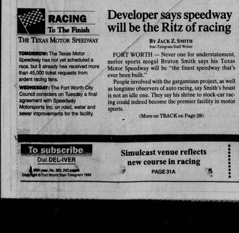 Developer says speedway will be the Ritz of racing (Part 1)