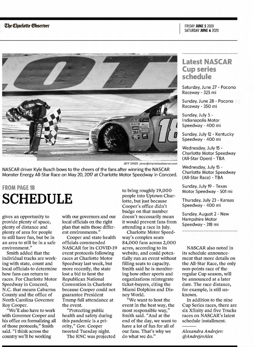 All-Star race at Charlotte is in July on updated schedule (Part 2)