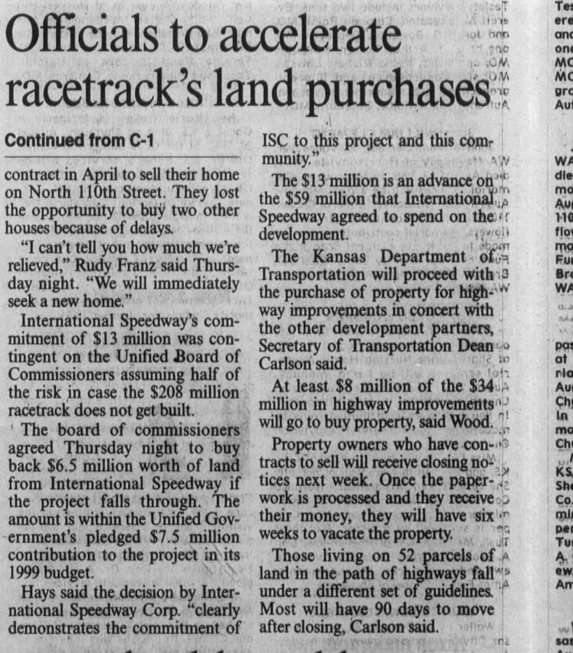 Speedway land purchases move to fast lane (Part 2)