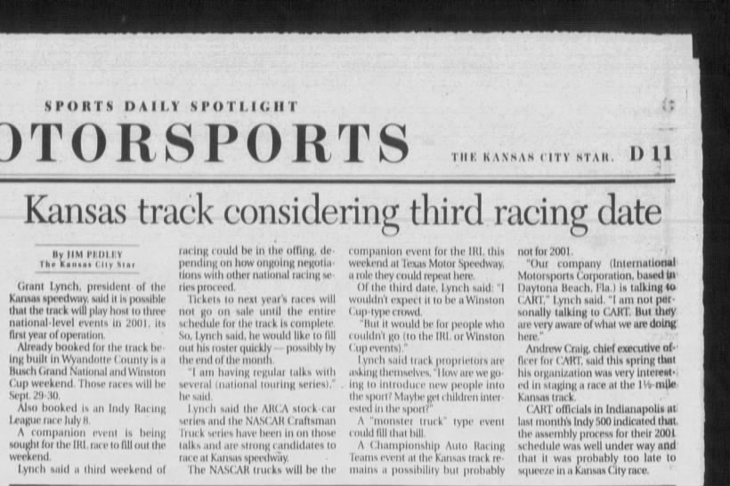 Kansas track considering third racing date