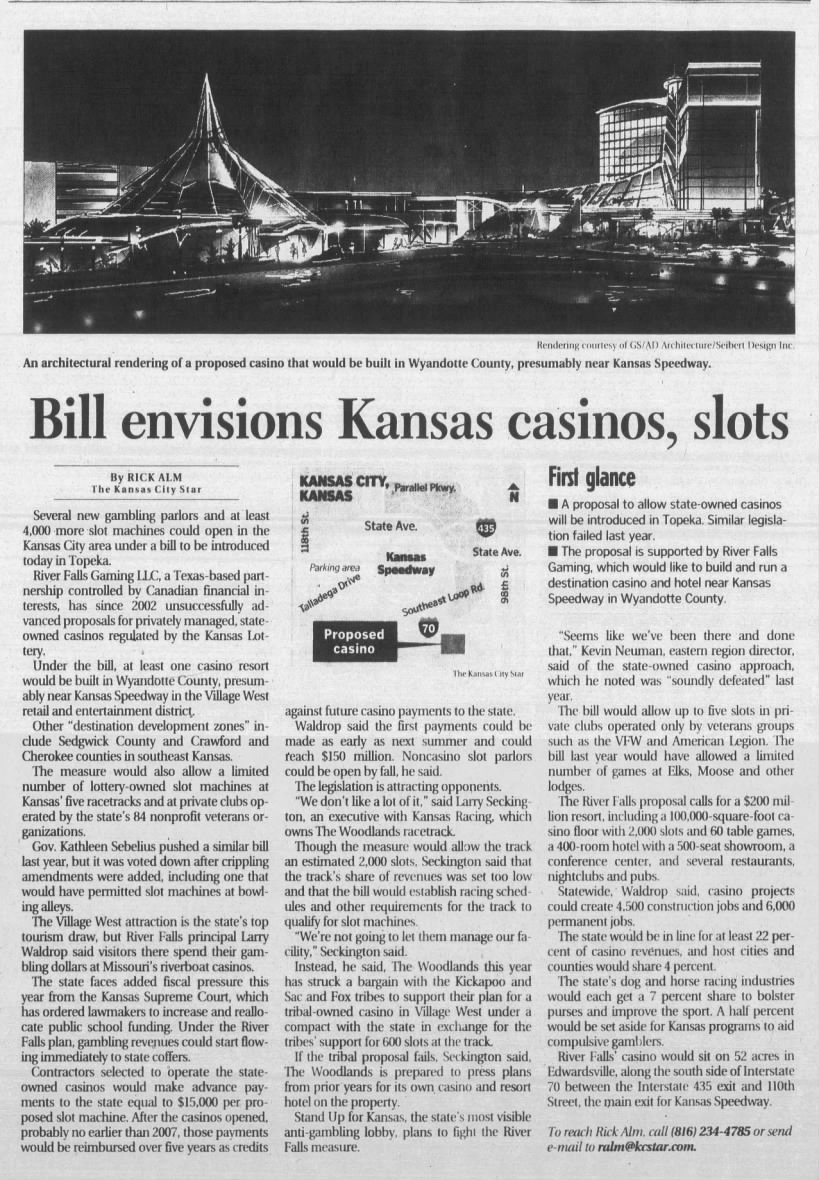 Bill envisions Kansas casinos, slots