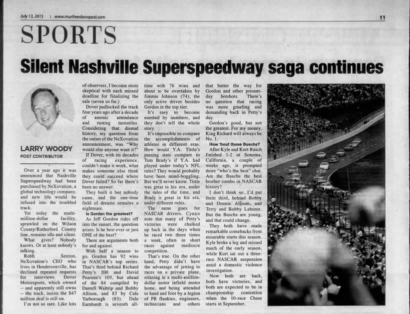 Silent Nashville Superspeedway saga continues