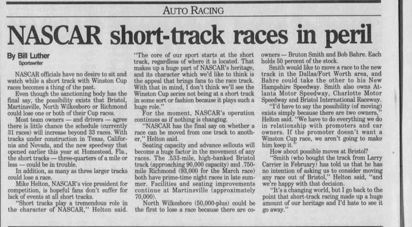 NASCAR short-track races in peril