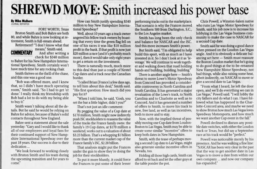 SHREWD MOVE: Smith increased his power base