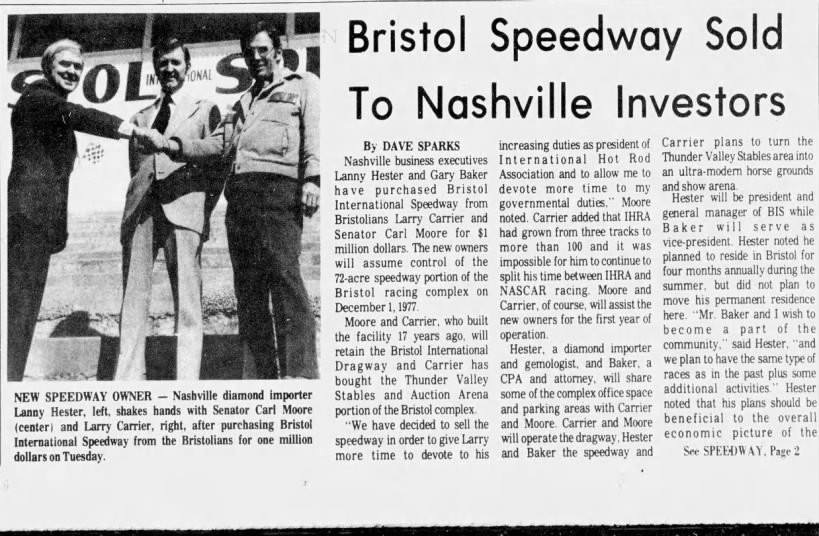Bristol Speedway Sold To Nashville Investors (Part 1)