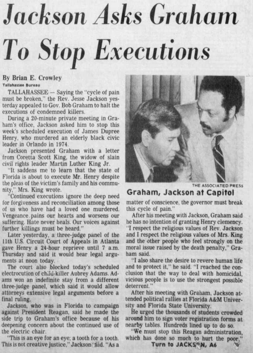 Jackson Asks Graham To Stop Executions