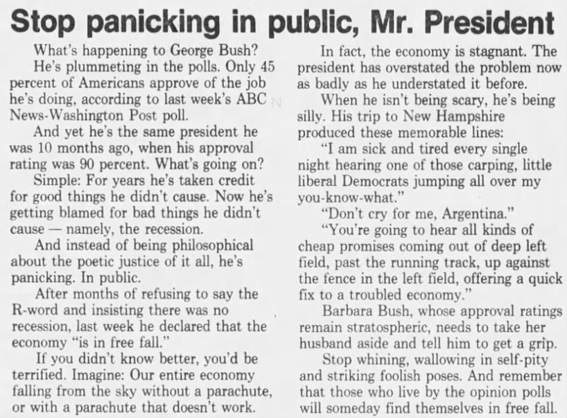 Stop panicking in public, Mr. President