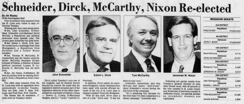 Shneider, Drick, McCarthy, Nixon Re-elected