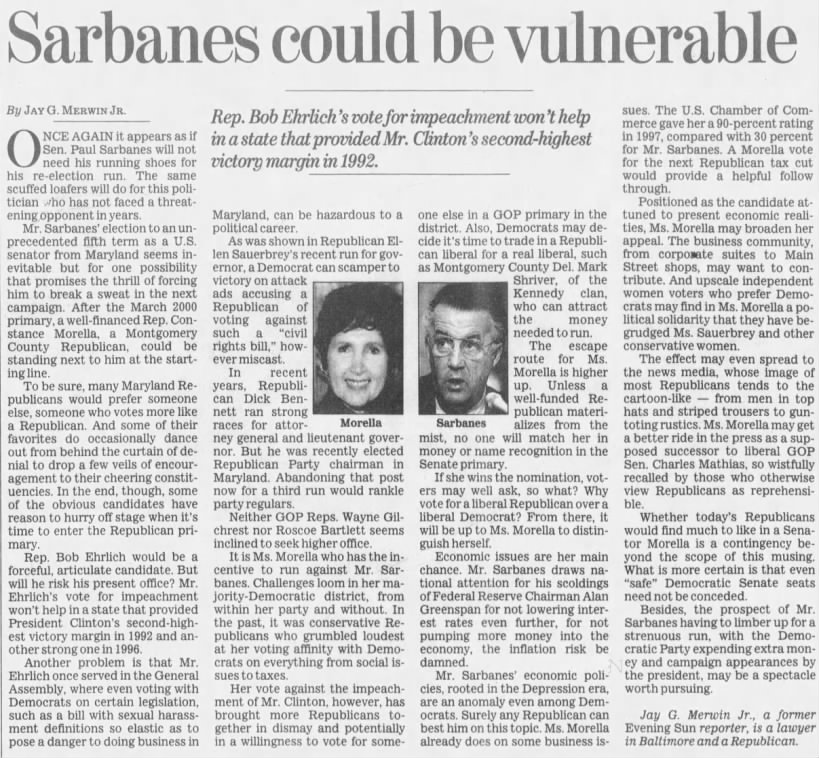 Sarbanes could be vulnerable  