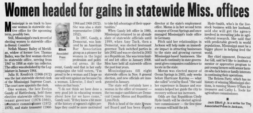 Women headed for gains in statewide Miss. offices