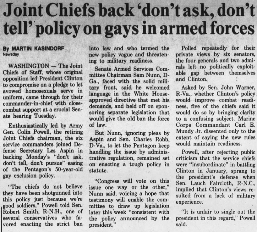 Joint Chiefs back 'don't ask, don't tell' policy on gays in armed forces