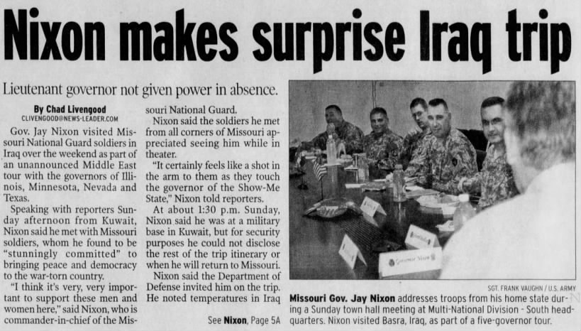 Nixon makes surprise Iraq trip