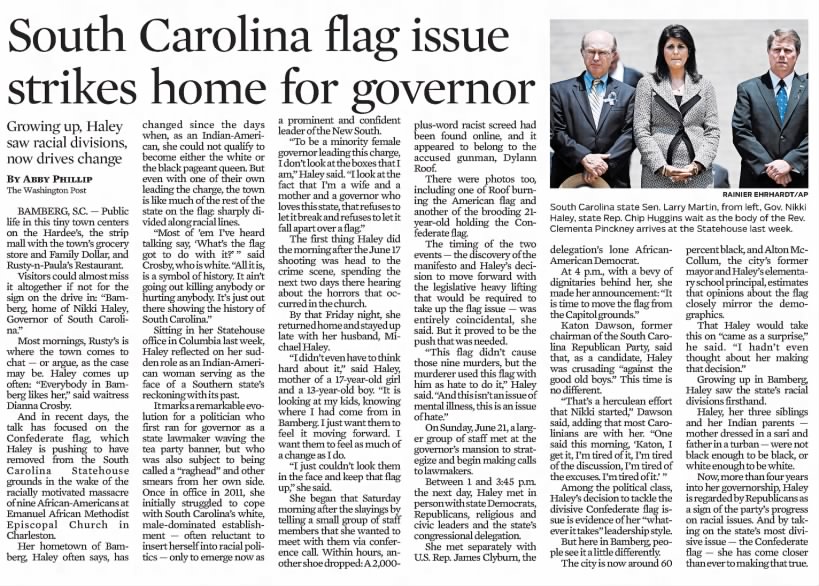 South Carolina flag issue strikes home for governor