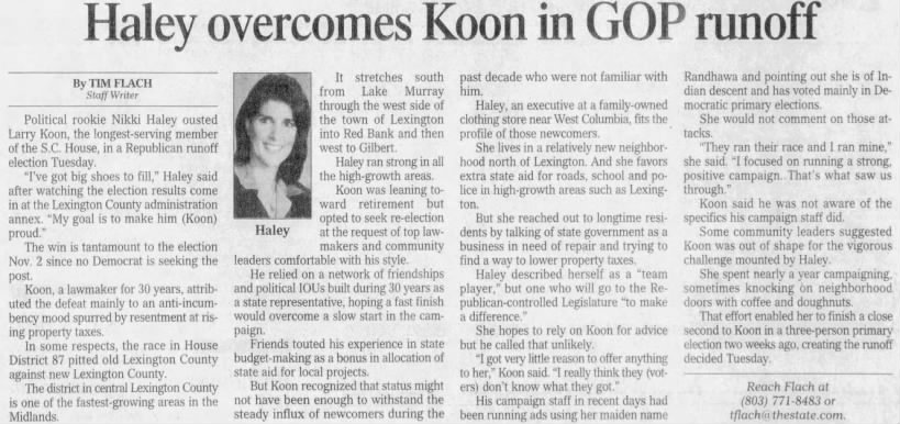 Haley overcomes Koon in GOP runoff
