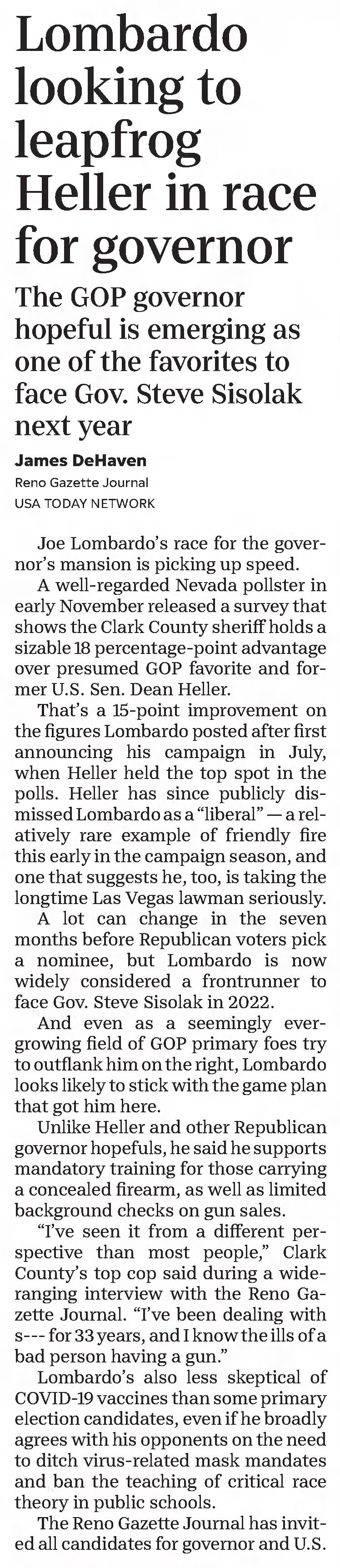 Lombardo looking to leapfrog Heller in race for governor