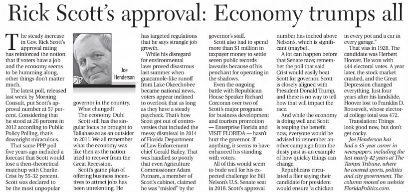 Rick Scott's approval: Economy trumps all