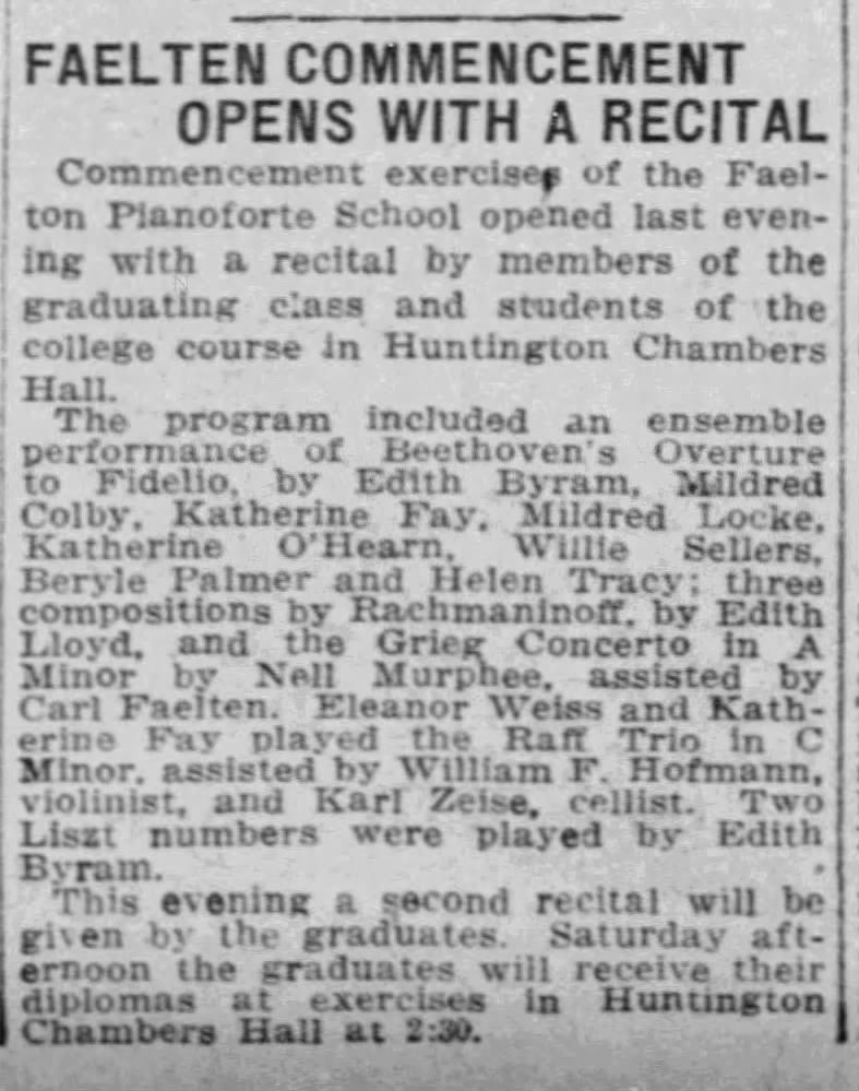 Faelton Pianoforte School commencement recital 1920