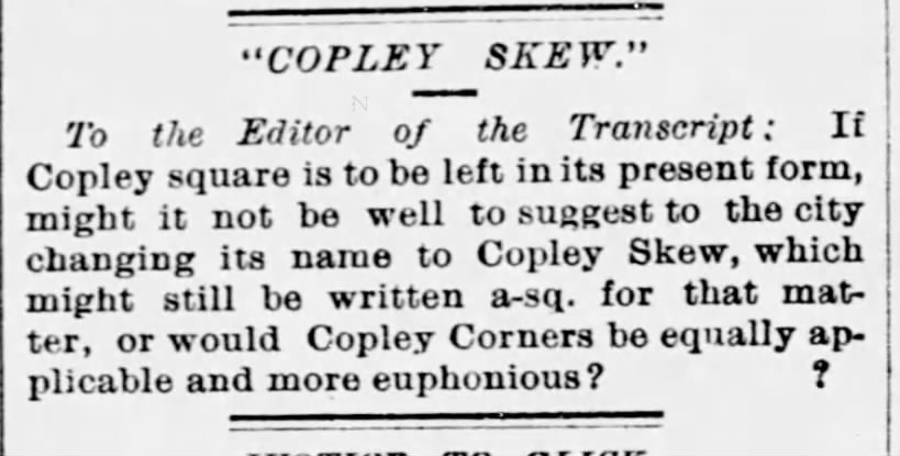 Copley Square or Copley Corners? 1885
