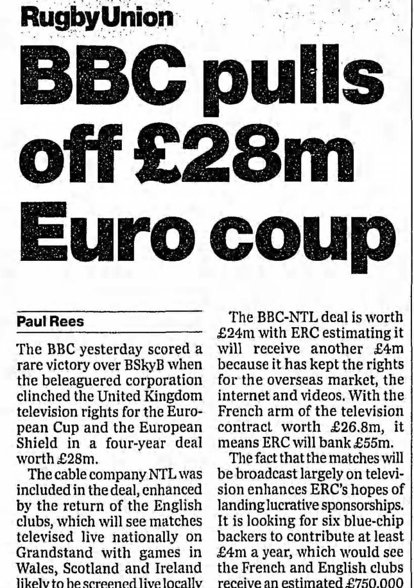 BBC pulls off £28m Euro coup - Paul Rees