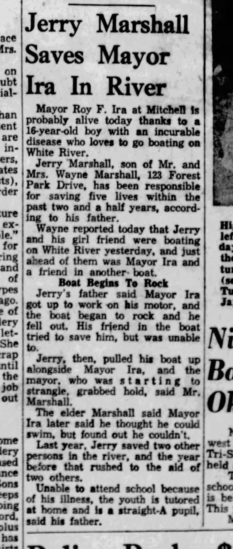 1957 april 29 jerry rescues mayor in river