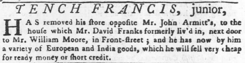 Tench Francis, Jr._moved store_1755