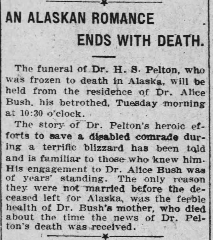 Dr. Alice Bush_Dr. H.S. Pelton_death of Ellen Morgan Bush_1901