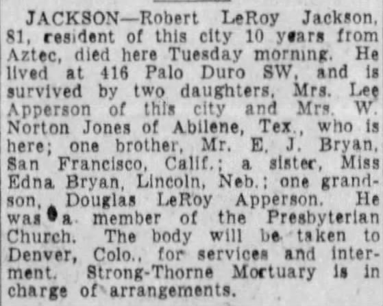 Robert LeRoy Jackson Obituary
