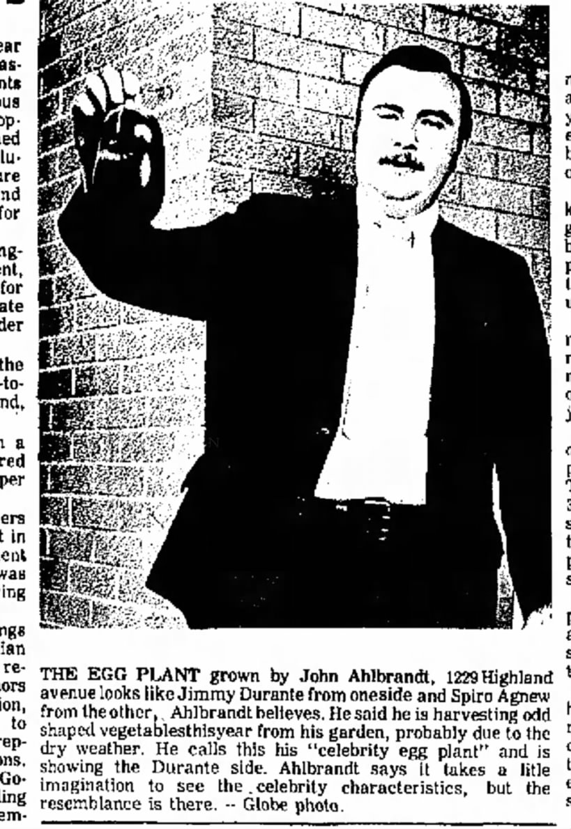 John Ahlbrandt eggplant 
Atchison KS 1975