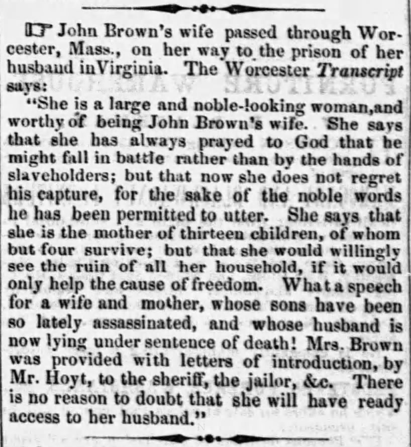 Statement by John Brown's wife