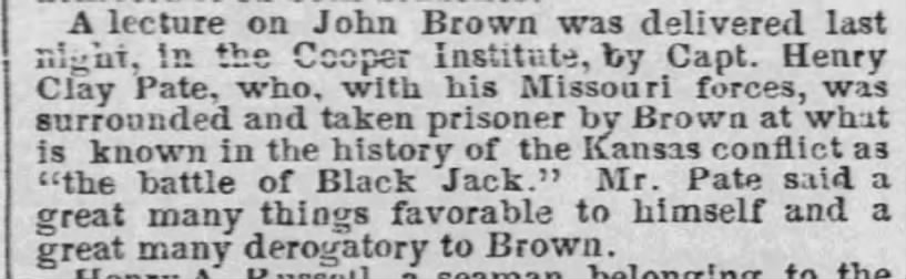 Henry Clay Pate lectures on John Brown