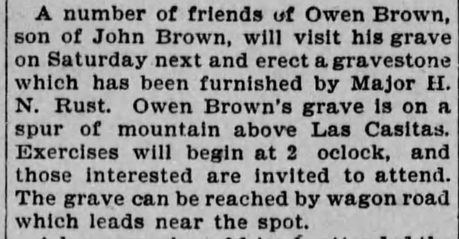 Tombstone of Owen Brown, son of John Brown