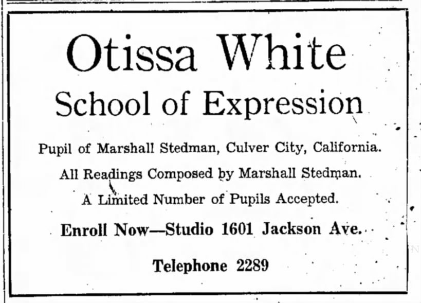 Marshall Stedman Joplin Globe MO 7 Oct 1928