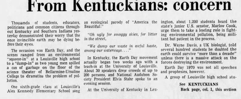 First Earth Day in Kentucky