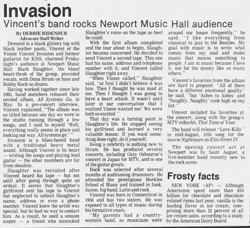 Vinnie Vincent Invasion - 1988 - The Newark Advocate