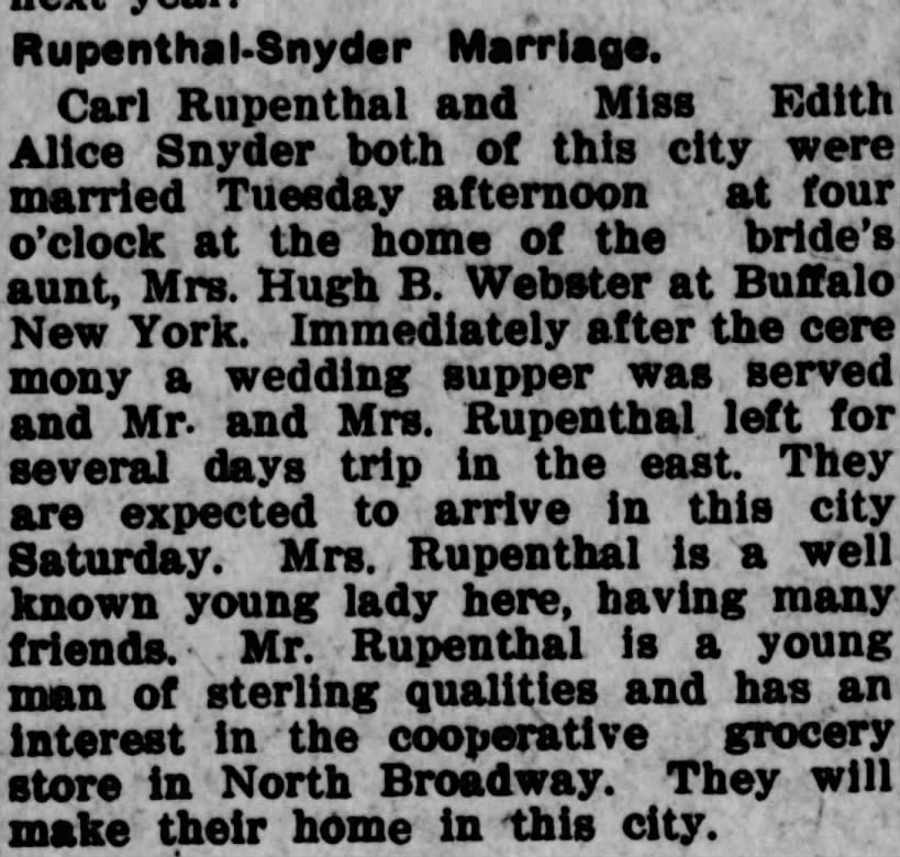 Dick 2- Doc 8- 1912 marriage of Edith Snyder