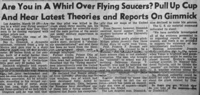 Mexico flying saucer crash - George T. Koehler - Scully