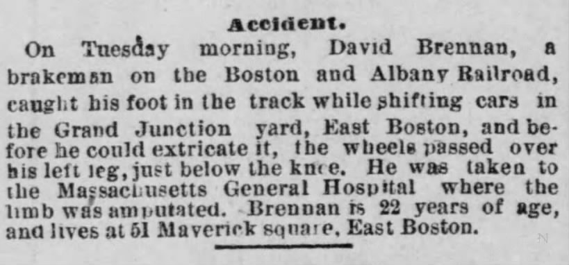 1880 David Brennan leg accident report