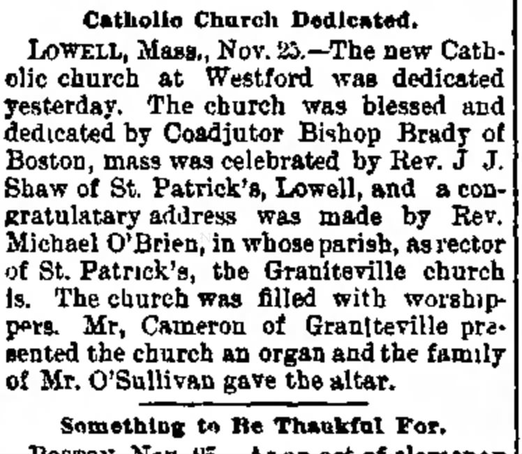 St. Catherine Church Dedicated 11/23/1892