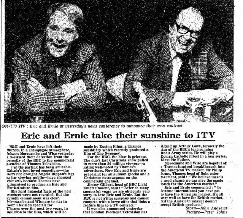 Eric and Ernie take their sunshine to ITV