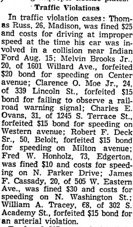 Clarence O. Moe Jr. traffic violation.