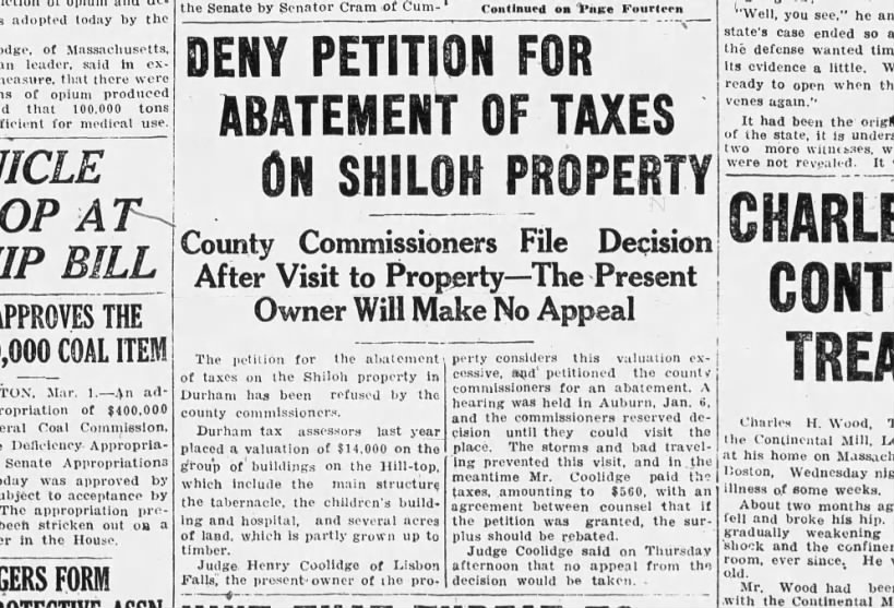 Deny petition for abatement of taxes on Shiloh property
