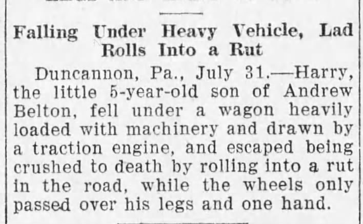 Belton Harry accident 31 Jul 1908