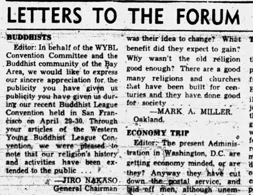 WYBL Letter to Oakland Tribune 1950