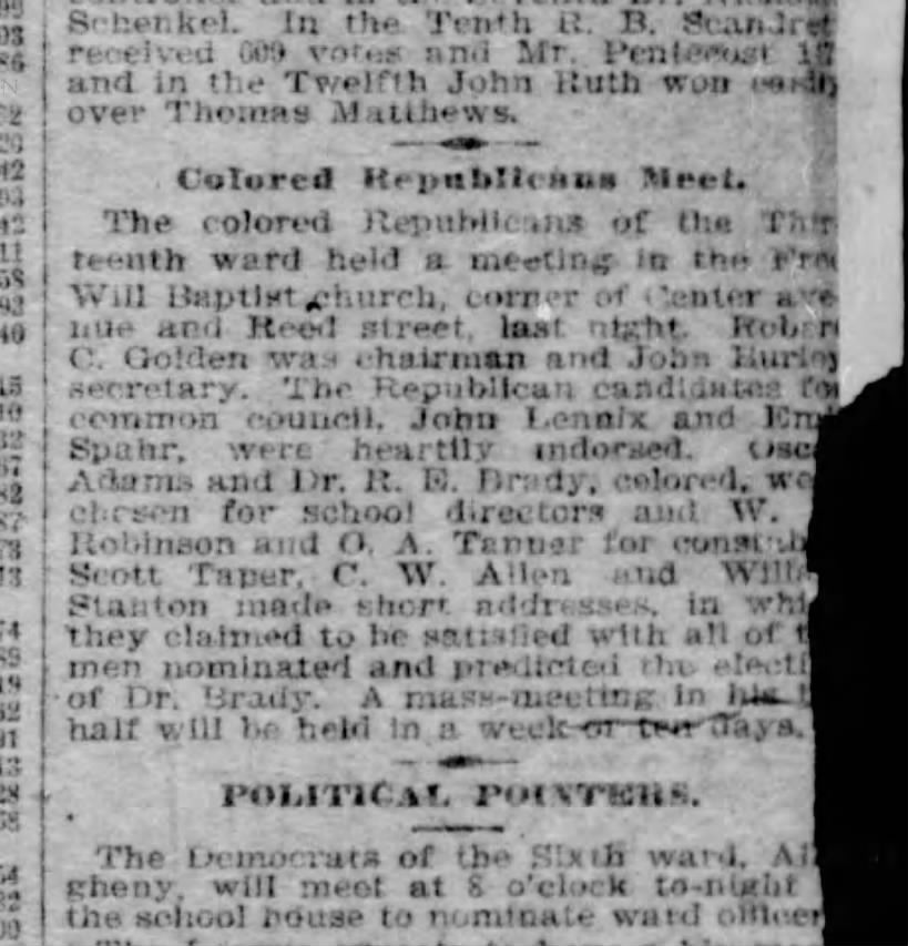 Taper attends Colored Republicans meeting - Pgh Gazette 18 Jan 1896 p4